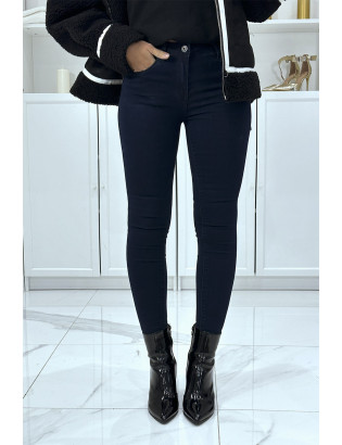 Jean slim marine extensible avec poches et fermeture zip - 1