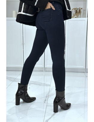 Jean slim marine extensible avec poches et fermeture zip - 4