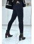 Jean slim marine extensible avec poches et fermeture zip - 4