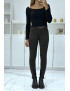 Jean slim marron extensible à fermeture zip - 1