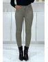 Jean slim kaki extensible avec fermeture zip et poches - 3