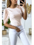 Body rose avec manches en voiles - 3