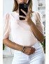 Body rose avec manches en voiles - 5