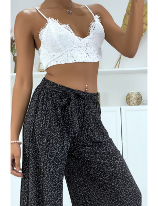 Pantalon plissé fluide noir à motif marbre - 2