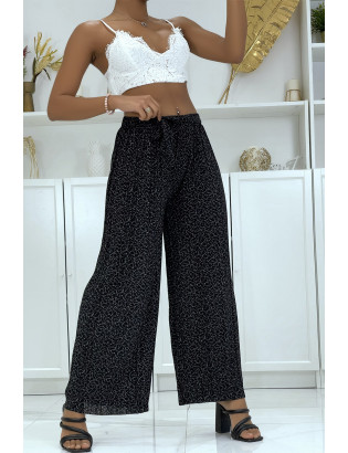 Pantalon plissé fluide noir à motif marbre - 4
