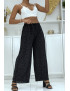 Pantalon plissé fluide noir à motif marbre - 4
