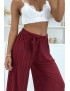 Pantalon plissé fluide bordeaux à motif marbre - 1