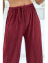 Pantalon plissé fluide bordeaux à motif marbre - 2