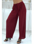Pantalon plissé fluide bordeaux à motif marbre - 3
