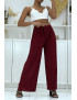 Pantalon plissé fluide bordeaux à motif marbre - 4