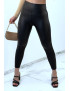 Legging en simili noir avec motif plis style motard - 6