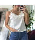 Débardeur blanc satiné avec dentelle - 1
