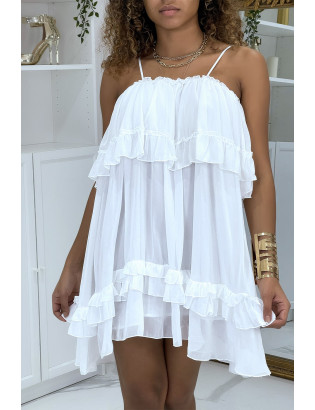 Petite robe blanche fluide à volants - 5
