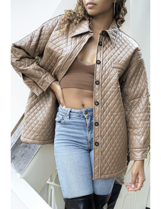 Manteau marron matelassé - 2