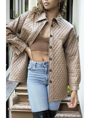 Manteau marron matelassé - 3
