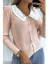 Gilet rose à col Claudine - 1