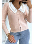 Gilet rose à col Claudine - 2