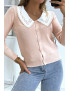 Gilet rose à col Claudine - 3