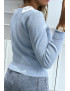 Gilet bleu à col Claudine - 4