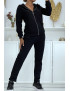 Ensemble doudoune 3 pièces sans manche noir avec sweat et jogging - 1