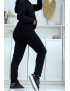 Ensemble doudoune 3 pièces sans manche noir avec sweat et jogging - 2