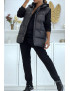 Ensemble doudoune 3 pièces sans manche noir avec sweat et jogging - 3