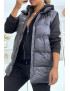 Ensemble doudoune 3 pièces sans manche noir avec sweat et jogging - 4