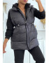 Ensemble doudoune 3 pièces sans manche noir avec sweat et jogging - 5