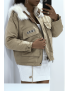 Manteau aviateur taupe à intérieur en fausse fourrure très doux et écriture Army - 1