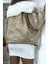 Manteau aviateur taupe à intérieur en fausse fourrure très doux et écriture Army - 2