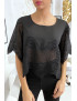 Haut noir court avec broderies - 1