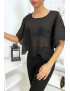Haut noir court avec broderies - 3