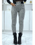 Pantalon vert motif carreaux avec poches boutons et élastique à la taille - 2
