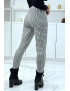 Pantalon vert motif carreaux avec poches boutons et élastique à la taille - 3