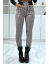 Pantalon rose motif carreaux avec poches boutons et élastique à la taille - 1