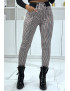 Pantalon rose motif carreaux avec poches boutons et élastique à la taille - 2