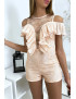 Combi-short en dentelle rose avec de jolis volant plissé - 2
