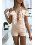 Combi-short en dentelle rose avec de jolis volant plissé - 3