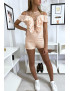 Combi-short en dentelle rose avec de jolis volant plissé - 4