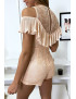 Combi-short en dentelle rose avec de jolis volant plissé - 6