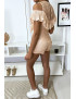 Combi-short en dentelle rose avec de jolis volant plissé - 7