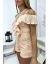 Combi-short en dentelle rose avec de jolis volant plissé - 8