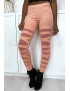 Legging rose avec joli motif coupé et doublé en résille - 1