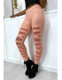 Legging rose avec joli motif coupé et doublé en résille - 2