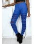Legging bleu avec joli motif coupé et doublé en résille - 1