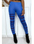 Legging bleu avec joli motif coupé et doublé en résille - 2