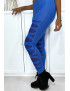 Legging bleu avec joli motif coupé et doublé en résille - 3