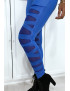 Legging bleu avec joli motif coupé et doublé en résille - 4
