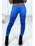 Legging bleu avec joli motif coupé et doublé en résille - 6