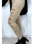 Legging beige avec joli motif coupé et doublé en résille - 4
